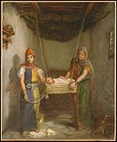 Deux jeunes juives de Constantine berçant un enfant par Théodore Chassériau.