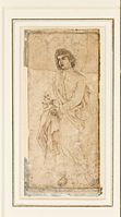 2 Abu'l Hasan. Study of St. John Evangelist adapted from Durer's Crucifixion engraving of 1511. Dated 1600–1601, The Ashmolean Museum, Oxford.