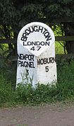 Milestone on the A5130 in Broughton, Milton Keynes