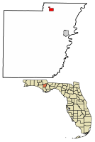 Location of Altha in Calhoun County, Florida.