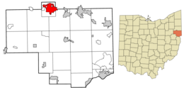 Location of Salem in Columbiana County and in the State of Ohio
