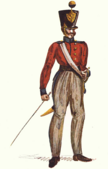 Foot Dorobanț of the Agie, 1832 uniform draft