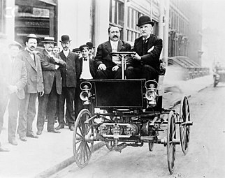 George B. Selden driving an automobile in 1905
