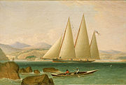 A yacht in the harbour entrance ca. 1834