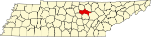 Map of Tennessee highlighting Putnam County