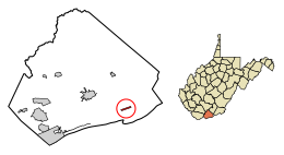 Location of Oakvale in Mercer County, West Virginia.