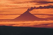 An image of the volcano at sunset from 2005
