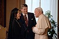 President Ronald Reagan and First Lady Nancy Reagan with Pope John Paul II, June 7, 1982