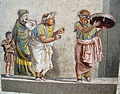Image 41Trio of musicians playing an aulos, cymbala, and tympanum (mosaic from Pompeii) (from Roman Empire)