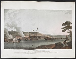 Late 18th-century illustration of the dockyard