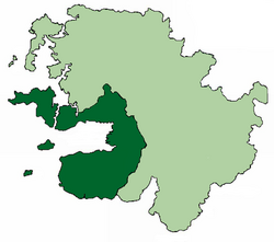 Map of Umaill (dark green) within County Mayo.