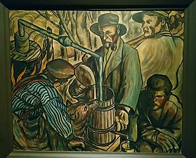Moonshiners by Vilho Lampi in 1930, with the artist himself in the middle