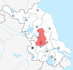Location of Yangzhou administrative area in Jiangsu