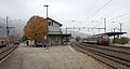 Bahnhof Oensingen, links Bereich der OeBB, rechts Bereich der SBB (Zustand 2009, vor der erneuten Verlängerung der Strecke Solothurn–Niederbipp bis Oensingen)
