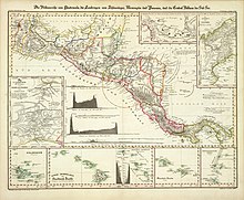 A colored 19th-century map depicting the Federal Republic of Central America, the Mosquito Coast, British Honduras, southern Mexico, and Panama