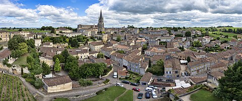 A panoramic view of the town of Saint-Émilion, France.