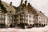 Hofbräuhaus watercolor painting by Adolf Hitler