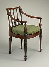 Armchair; possibly by Ephraim Haines; 1805–1815; mahogany and cane; height: 84.77 cm, width: 52.07 cm; Los Angeles County Museum of Art