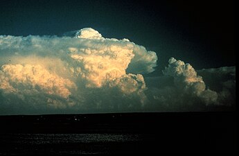 An overshooting top is a dome of clouds atop a cumulonimbus