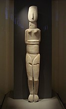 Cycladic idol, Parian marble; 1.5 m high (largest known example of Cycladic sculpture) 2800–2300 BC