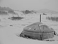 A yurt in winter in the Gorkhi-Terelj National Park.