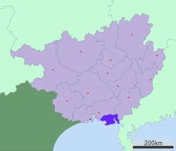 Location of Beihai in Guangxi