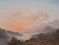 Morgendämmerung am Rhein – Hendrik Lot, 1832/47, Öl auf Holz, B. C. Koekkoek-Haus, Kleve.