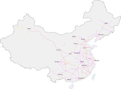 Railway Lines in China that run CRH services