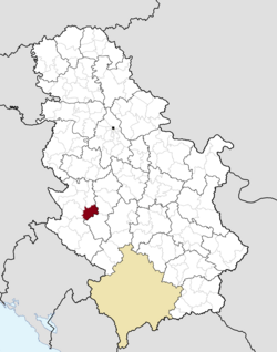 Location of the municipality of Arilje within Serbia