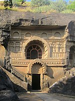 Chaitya facade at Pandavleni Caves.