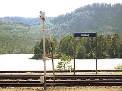 View from the railway station looking out on the lake