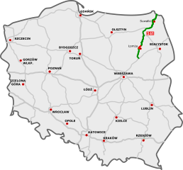 Progress on expressway S61 in Poland, leading to the Suwałki Gap, as of April 2024. Green: open. Red: under construction
