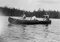 The Prince of Wales canoeing in Canada, 1919.