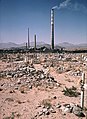 Smeltertown cemetery with ASARCO smelter chimneys in the background, still operating, in 1972.