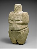 Standing female figure wearing a strap and a necklace; 3rd–2nd millennium BC; sandstone and quartzite; height: 27.5 cm, width: 14.3 cm, depth: 14.3 cm; from Mareb (Yemen); Metropolitan Museum of Art (New York City)