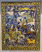 Glazed ceramic tile panel with hunting scene, Iran, c. 18th–19th century