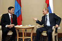 Nambaryn Enkhbayar with Vladimir Putin in 2005