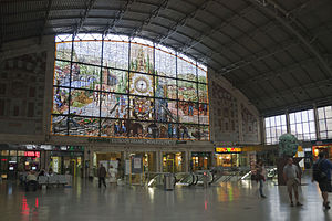 Vestibule of the Bilbao Abando railway station, a major interchange