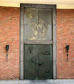 Portal of cemetery chapel in Krefeld-Hüls, 1958