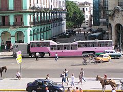 Sattelzug-Omnibus („Camello“) in Havanna (Kuba)
