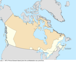 Map of the change to Canada on July 1, 1873
