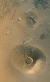 View of Uranius Tholus and Ceraunius Tholus from the Mars Orbiter Camera of Mars Global Surveyor.