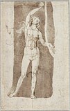 Construction drawing of Eve, c. 1506, pen, 26.2 x 16.5 cm, Albertina (3081r)