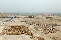 General view of Deir el-Bahari from the Temple of Hatshepsut towards the Nile valley