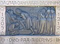 Relief by Anne Marie Carl-Nielsen depicting the death of Queen Dagmar based on its rendition in an old Danish folk song, Riberhus