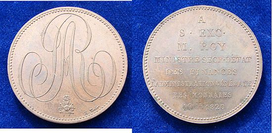 Medal of Antoine Roy, Finance Minister of Louis XVIII