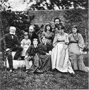 The Burne-Jones and Morris families in the garden at the Grange, 1874, photograph by Frederick Hollyer