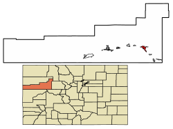Location of the City of Glenwood Springs in Garfield County, Colorado