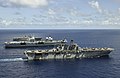 JS Ise alongside USS America and HMS Queen Elizabeth on 24 August 2021.