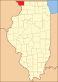 Jo Daviess reduced to its current size in 1839 by the creation of Carroll County and the organization of a government in Whiteside County